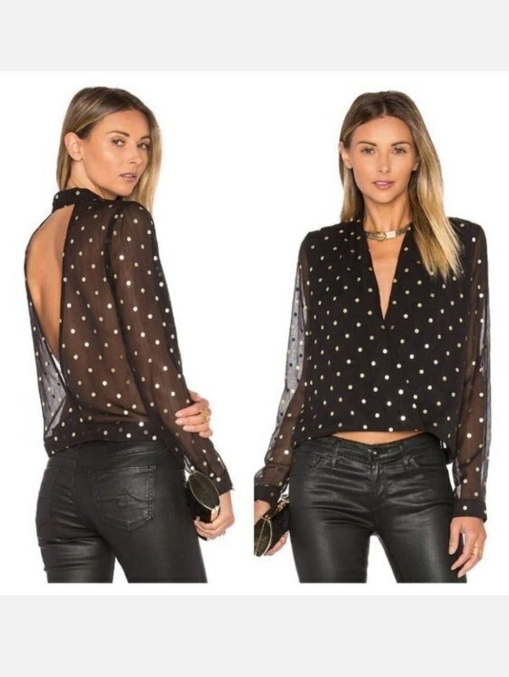 Lovers + Friends Whisper Top Gold Dot Size Small